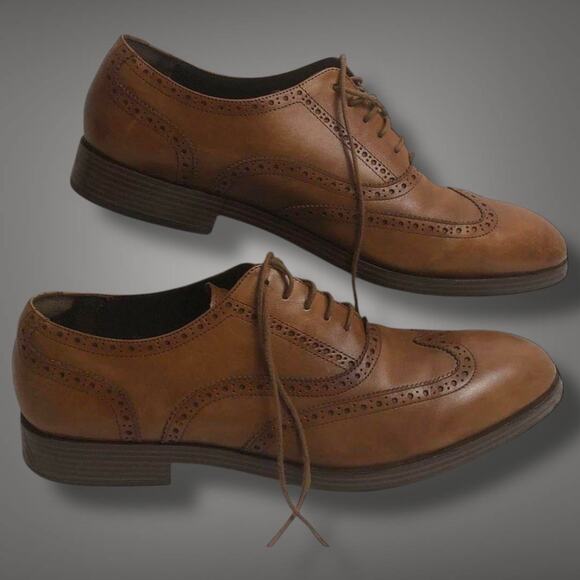Men\'s Size 13 COLE HAAN Henry Grand Wingtip British Tan Leather Oxford Shoes EUC main image 11